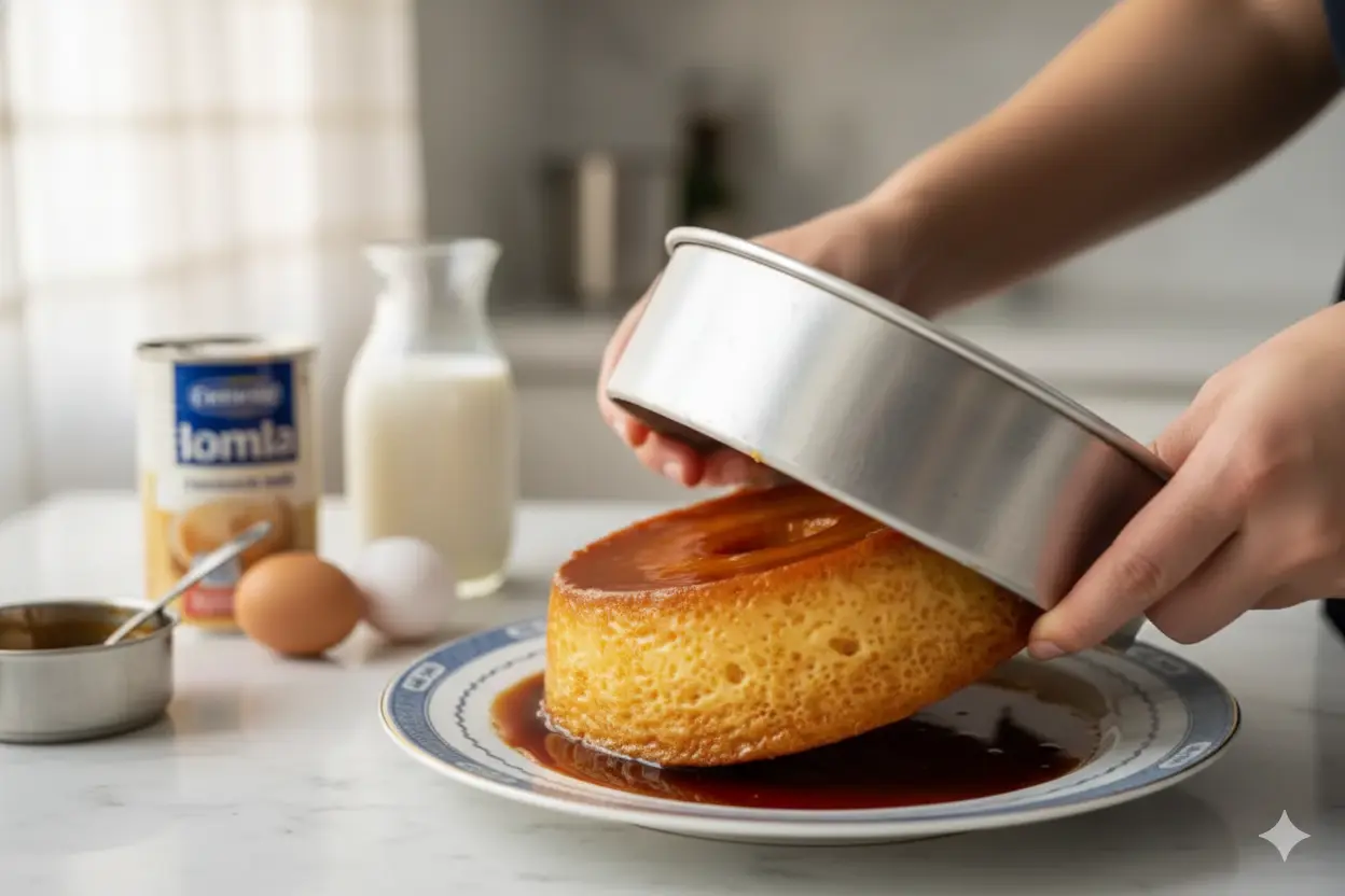 Pudim Coroa de Rainha com Calda Caramelizada