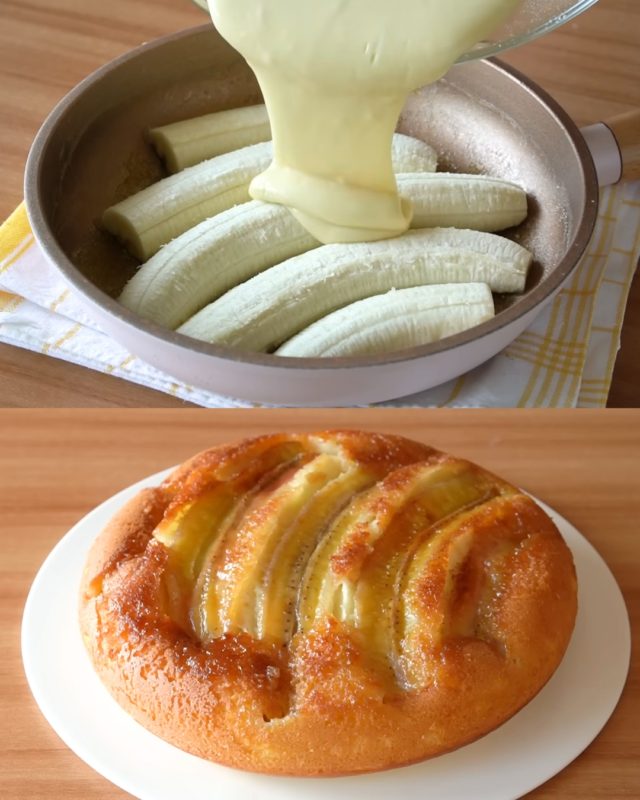 bolo de banana invertido