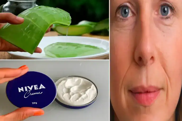 Babosa com creme Nivea no rosto para reduzir rugas naturalmente