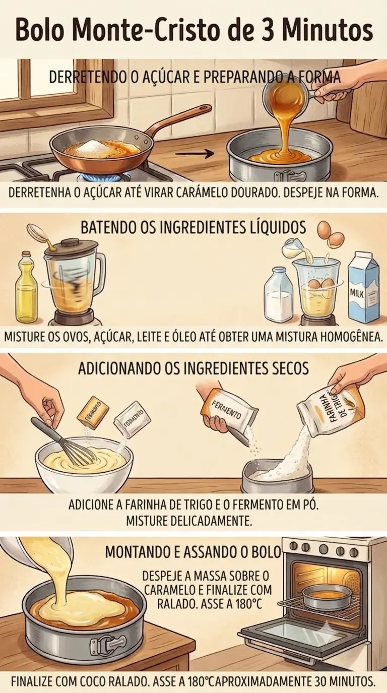 Bolo Monte-Cristo de 3 Minutos modo de preparo