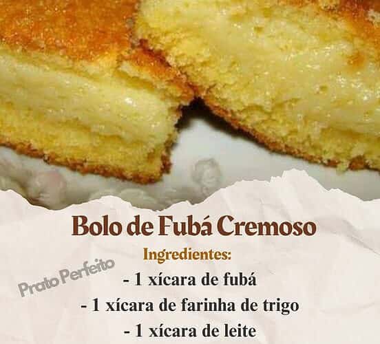 bolo de fubá cremoso