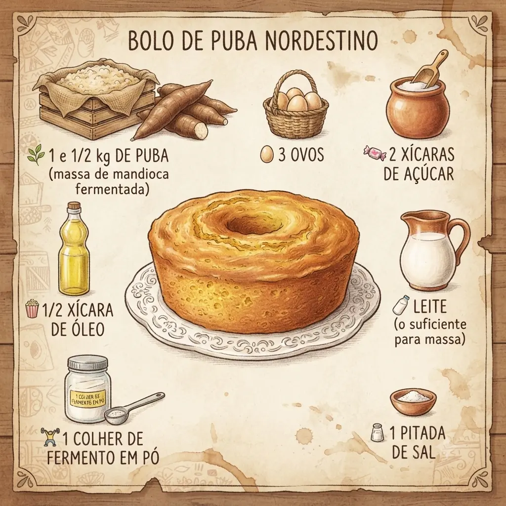 Bolo de Puba Nordestino ingredientes