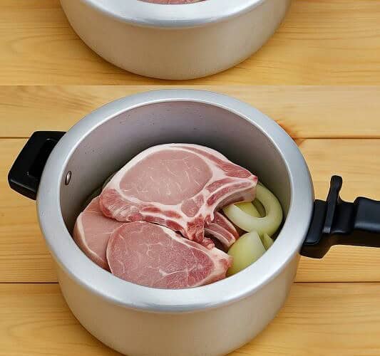 bisteca de porco na pressão