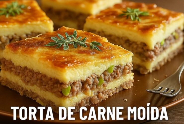 torta de carne moída com massa de creme de leite