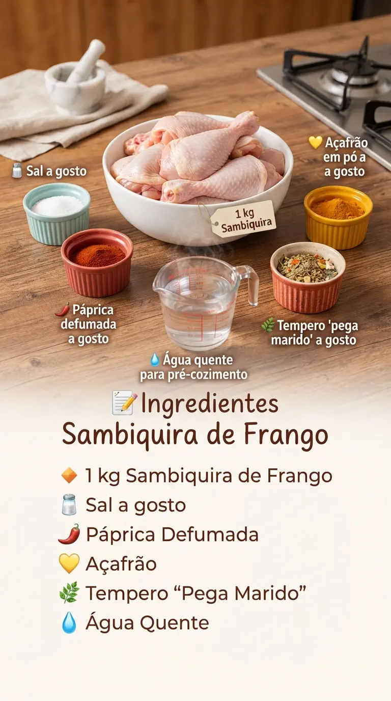 Ingredientes sambiquira de frango