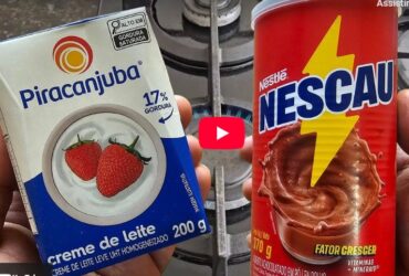 creme de leite em uma delícia de chocolate