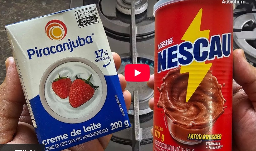 creme de leite em uma delícia de chocolate