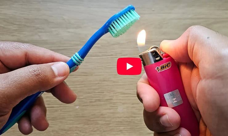 queimando a escova de dente