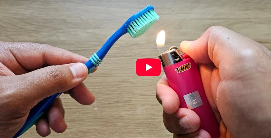 queimando a escova de dente