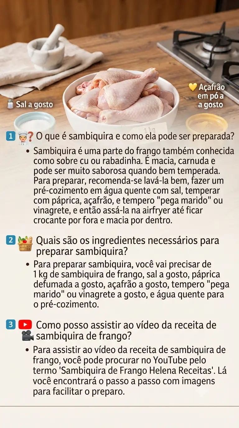 sambiquira de frango perguntas
