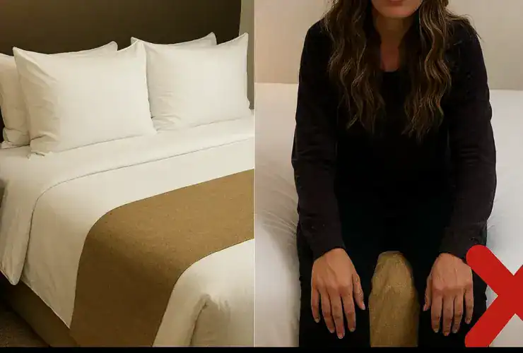 Faixa de tecido na cama de hotel conhecida como caminho de cama, usada para proteção e decoração