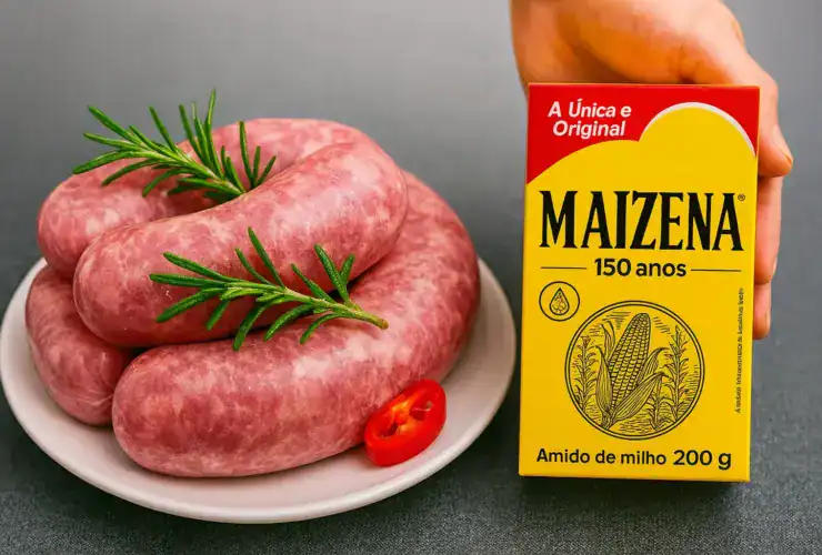 Receita de linguiça crocante com Maizena e alecrim no prato