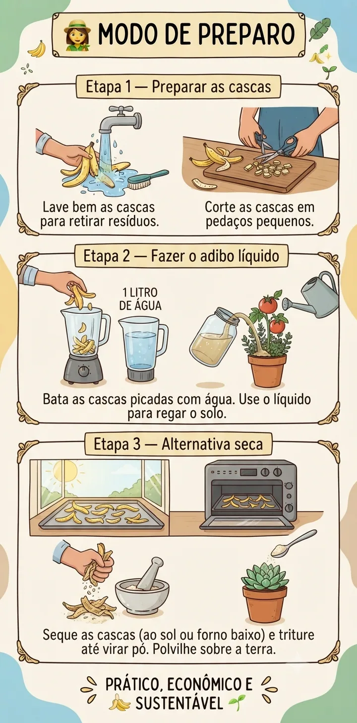 Modo de Preparo Adubo de Casca de Banana