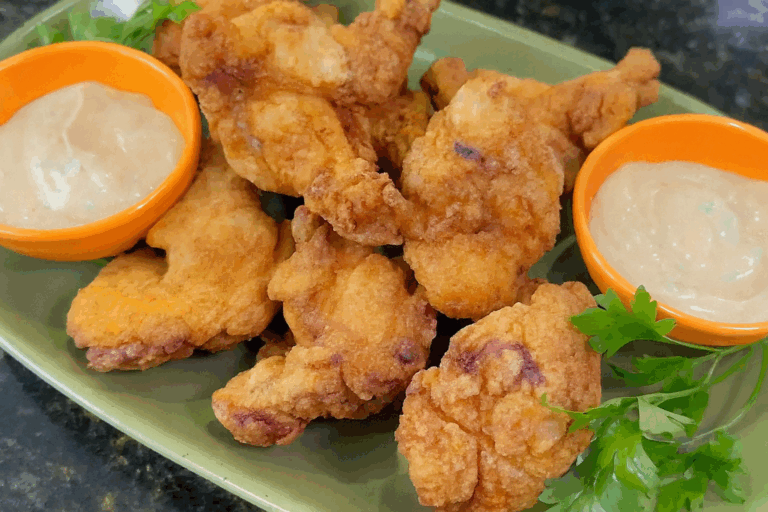 Frango frito com molho rosê