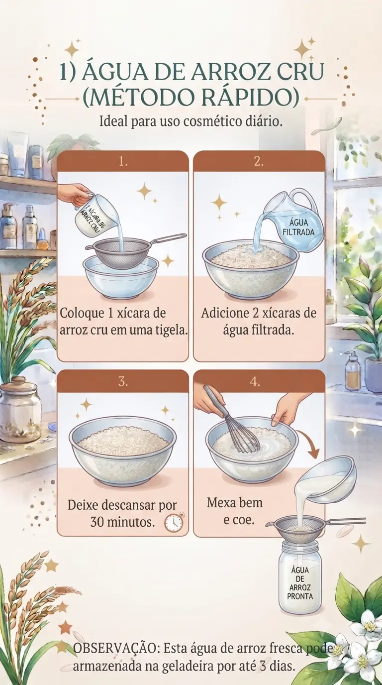 Água de Arroz Cru (Método Rápido)