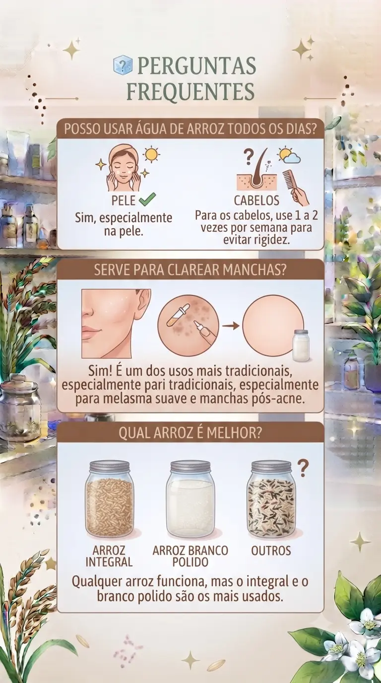 Perguntas Frequentes da agua com arroz