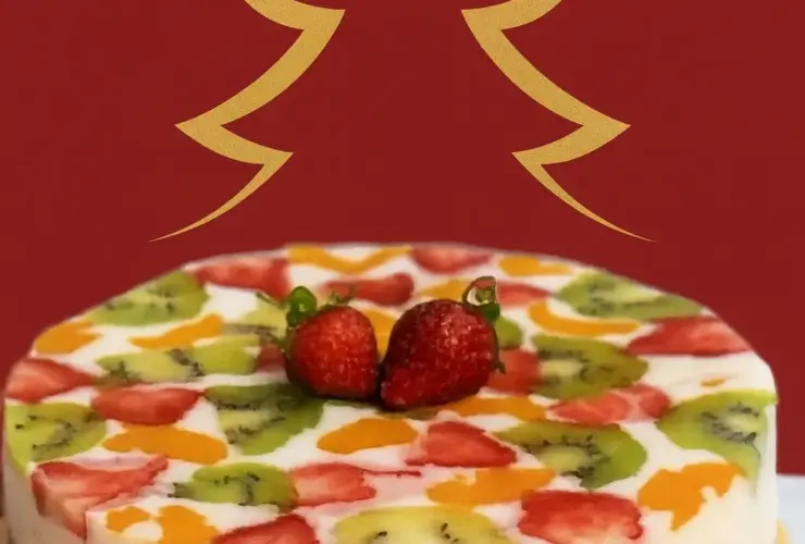 Pudim Natalino com frutas