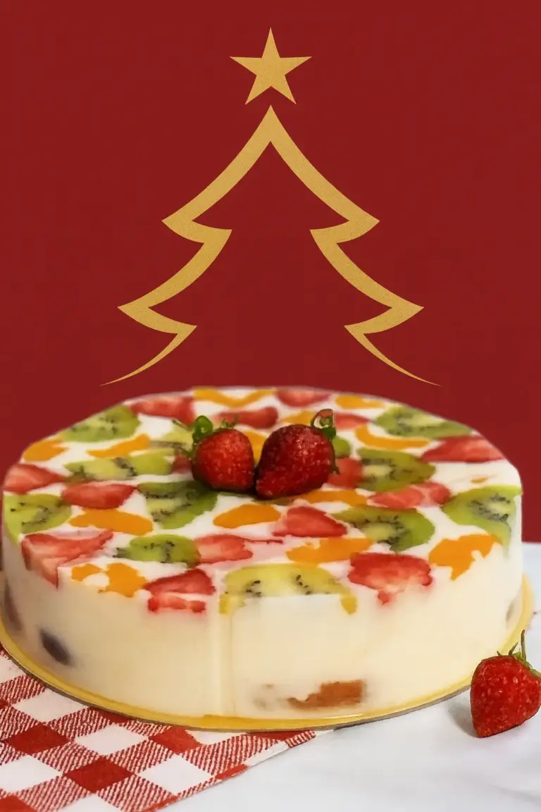 Pudim Natalino com frutas