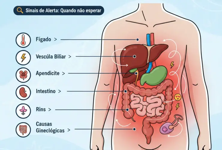 Dor no lado direito do abdômen