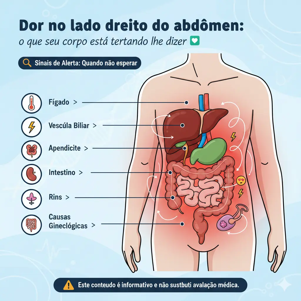 Dor no lado direito do abdômen