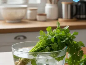 Truque com gelo para conservar coentro em geladeiras modernas e economizar na cozinha.