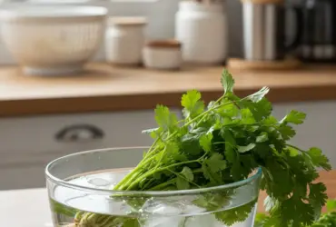 Truque com gelo para conservar coentro em geladeiras modernas e economizar na cozinha.
