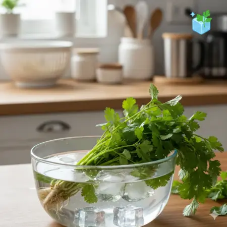 Truque com gelo para conservar coentro em geladeiras modernas e economizar na cozinha.