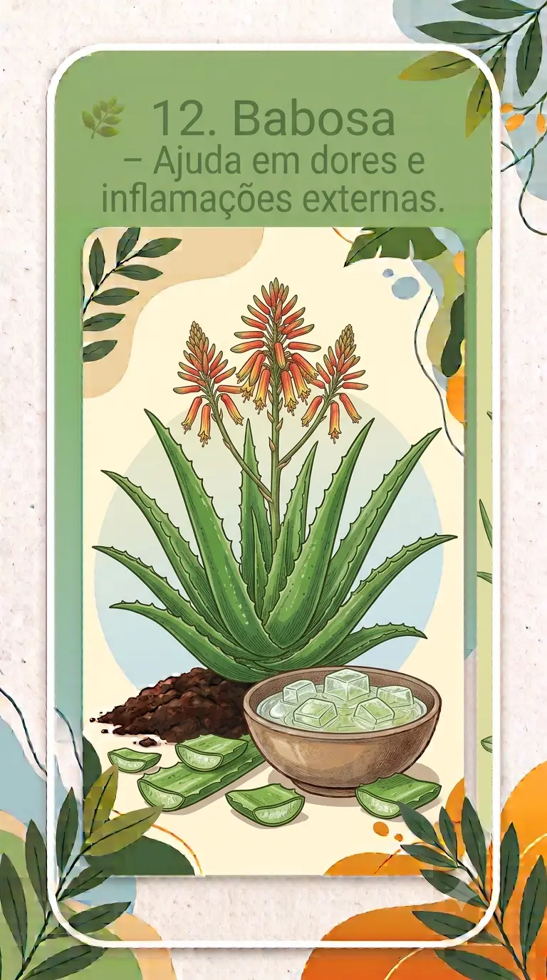 Babosa (Aloe vera) – Ajuda em dores e inflamações externas.