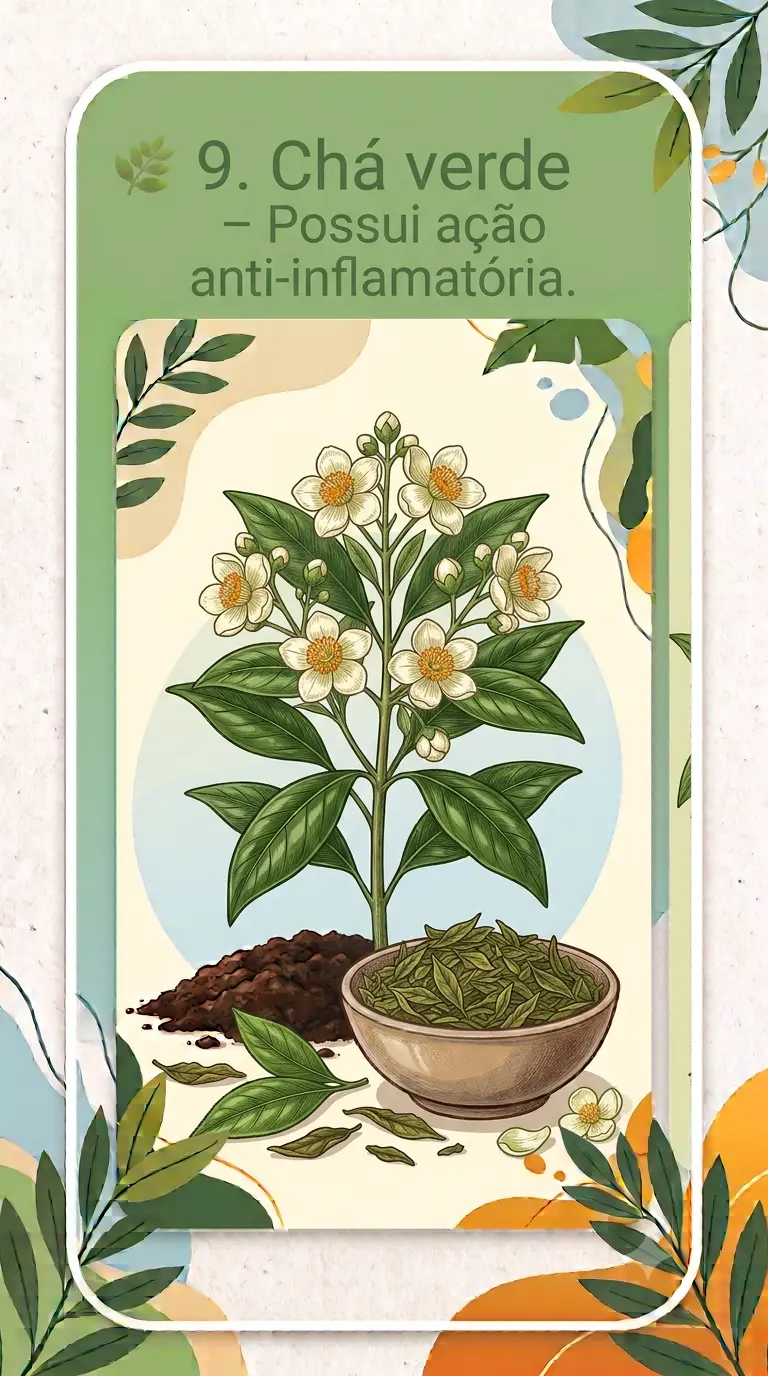 Chá verde – Possui ação anti-inflamatória.