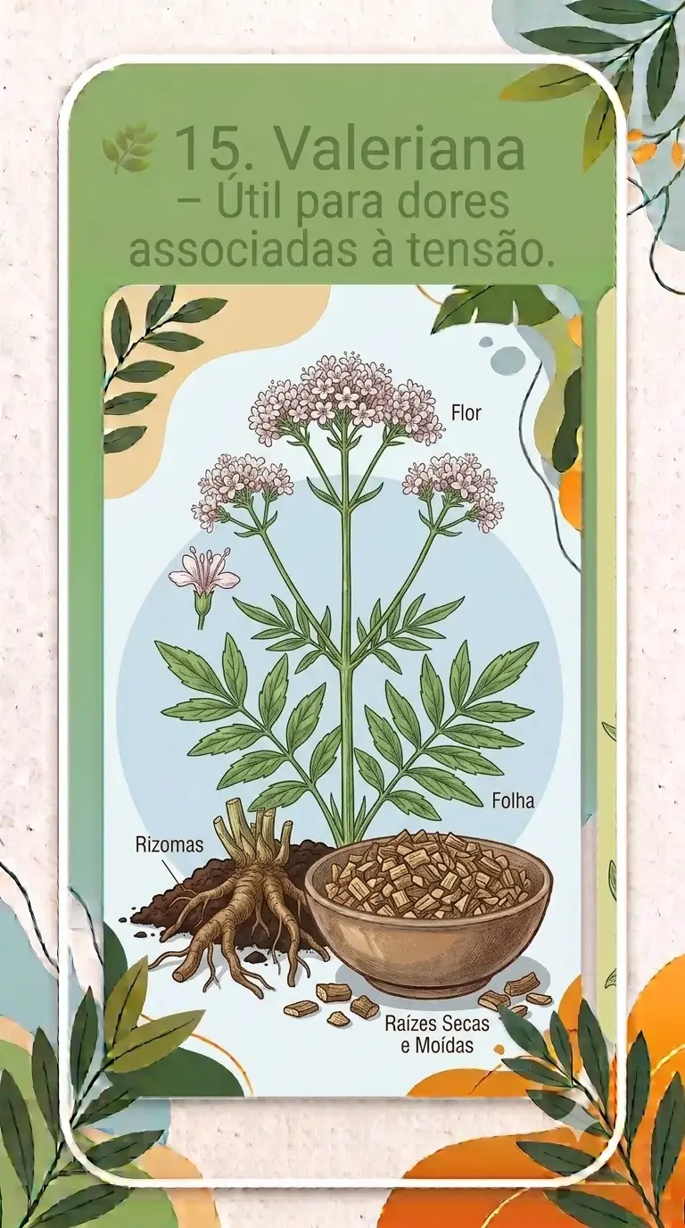 Valeriana – Útil para dores associadas à tensão.