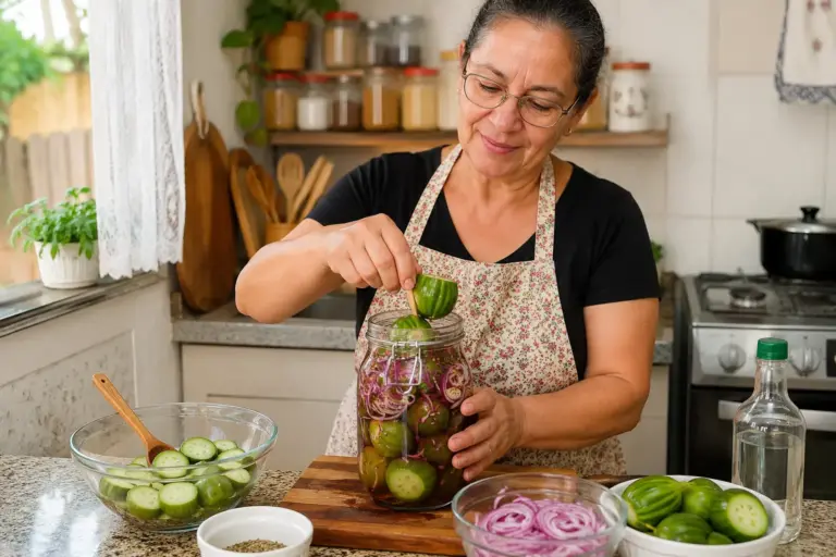 Aprenda como fazer jiló curtido no vinagre com cebola roxa