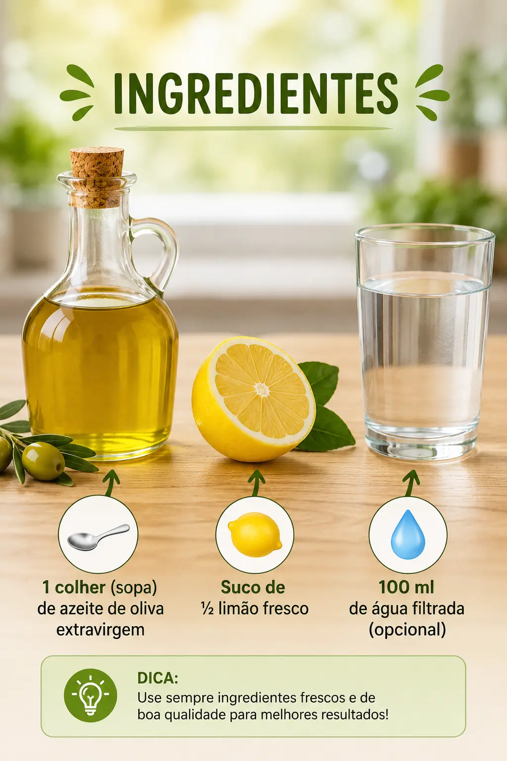 Azeite de Oliva com Limão em Jejum Ingredientes
