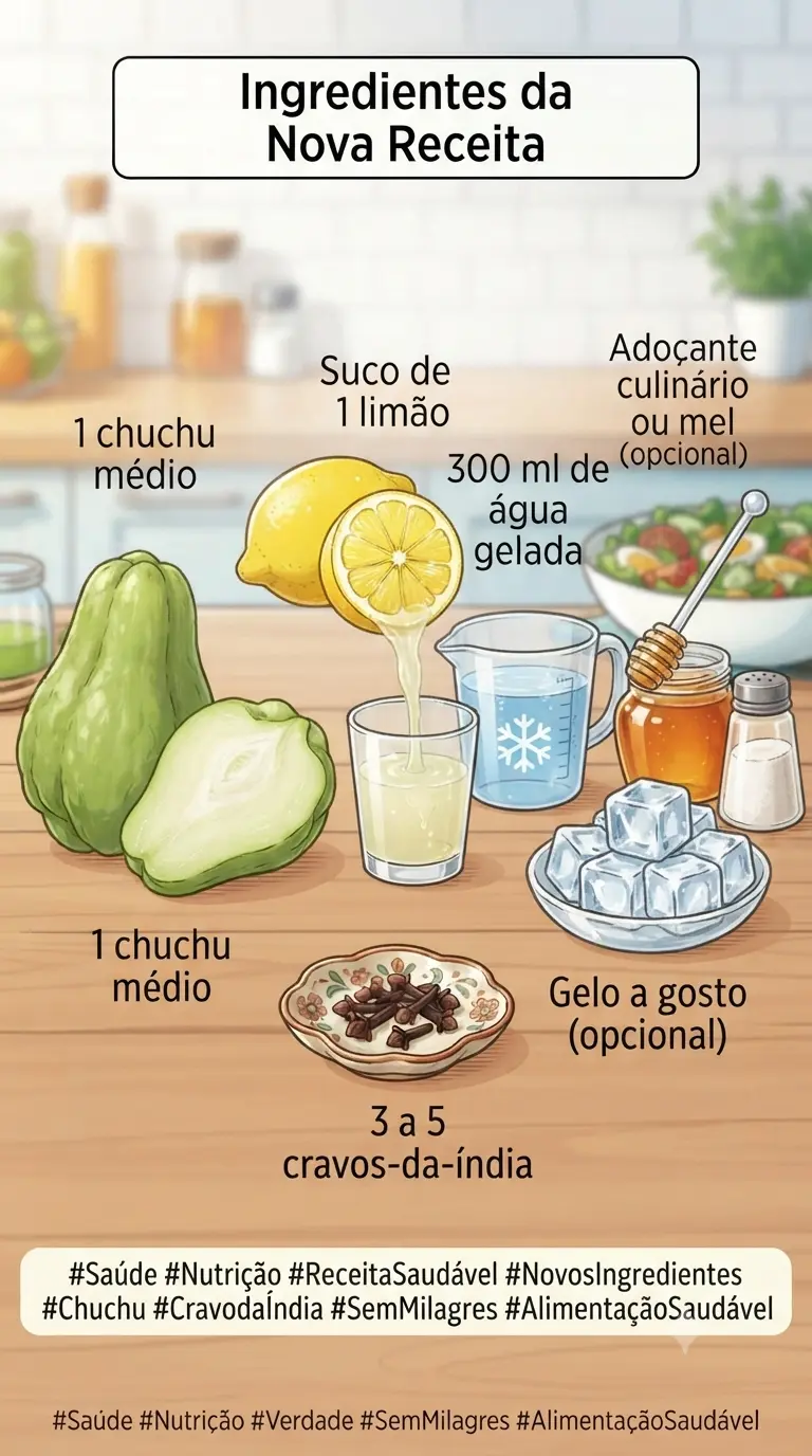 Ingredientes Suco de Chuchu com Limão e Cravo