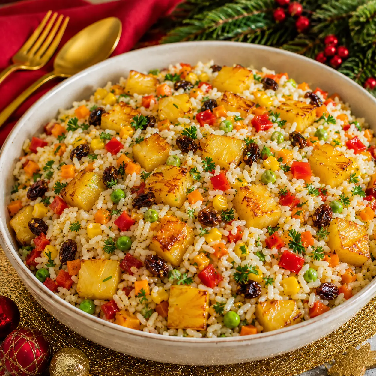 Arroz Natalino com Abacaxi
