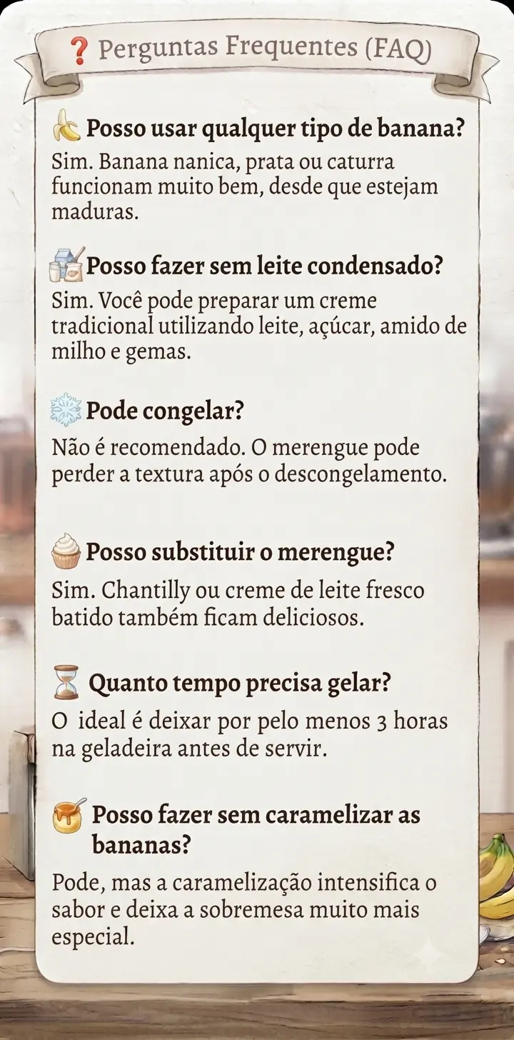 Perguntas Frequentes da sobremesa de banana