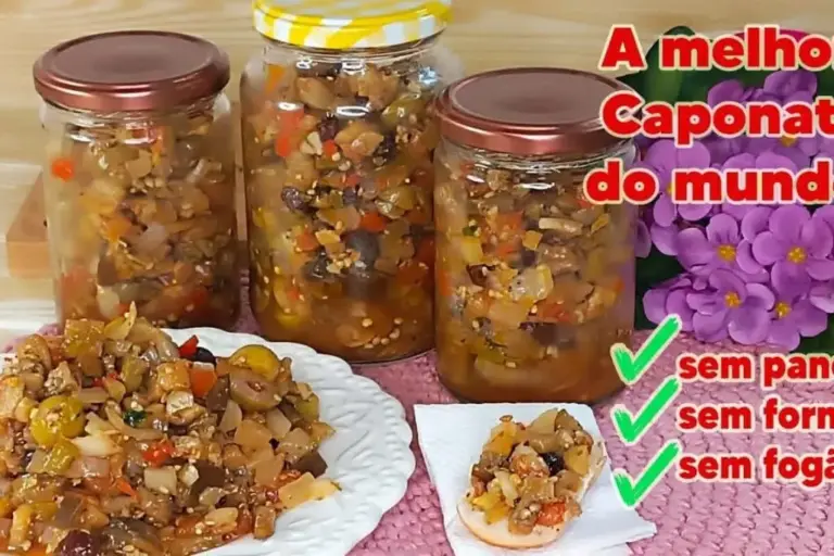 Caponata de berinjela feita no micro-ondas rende acompanhamento prático e saudável