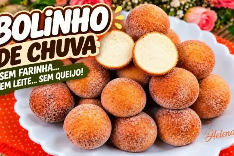 Bolinho de chuva sem farinha usa polvilho doce e dispensa leite e queijo