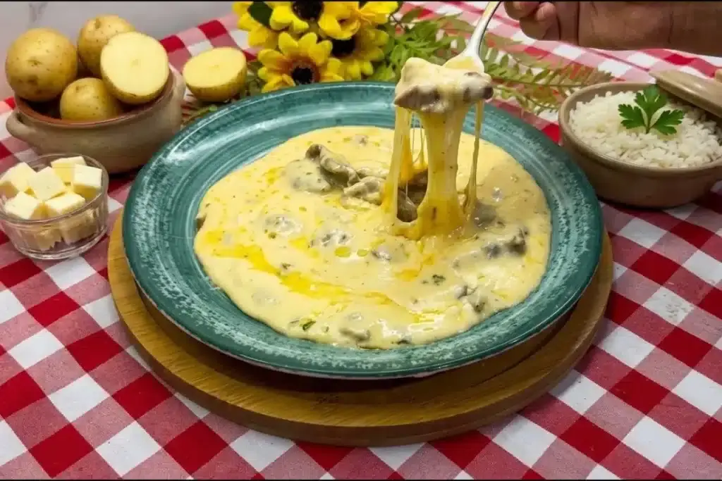 Carne com creme de batata