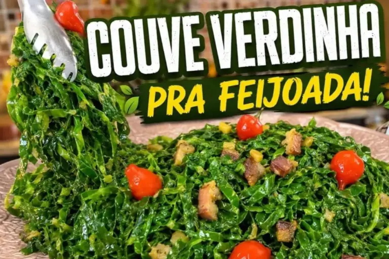 Couve para feijoada fica verdinha com truque simples de preparo