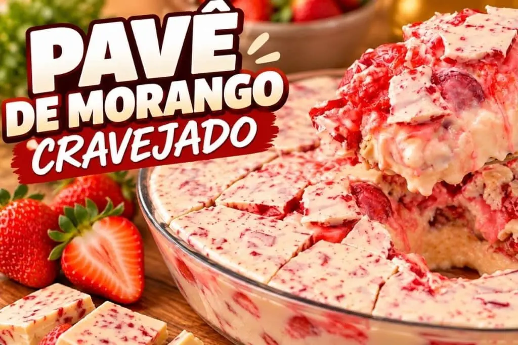 Pavê de morango cravejado